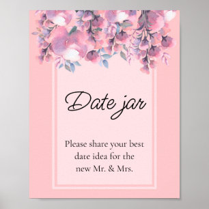 Fall Floral Dusty Rose date jar bridal shower Poster