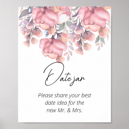 Fall Floral Dusty Rose date jar bridal shower   Poster