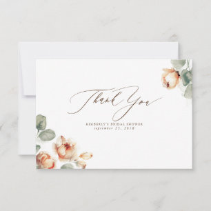Fall Floral Elegant Small Thank You Card