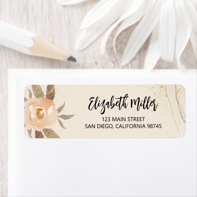 Fall Floral Elegant Wedding Return Address Label (Insitu)