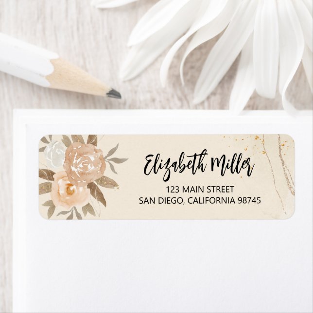 Fall Floral Elegant Wedding Return Address Label (Insitu)
