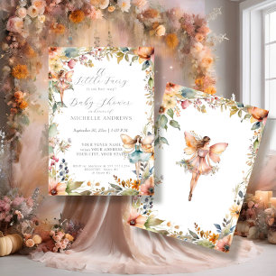 Fall Floral Enchanted Fairy Daisy Girl Baby Shower Invitation