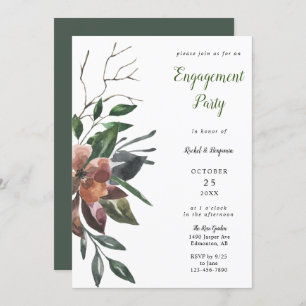 Fall Floral Engagement Party Autumn Wine Rust Invitation