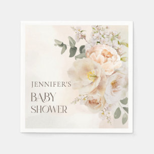 Fall Floral Eucalyptus Baby Shower Napkins