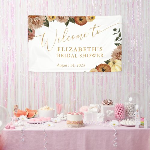 Fall Floral Fall In Love Bridal Shower Welcome  Banner