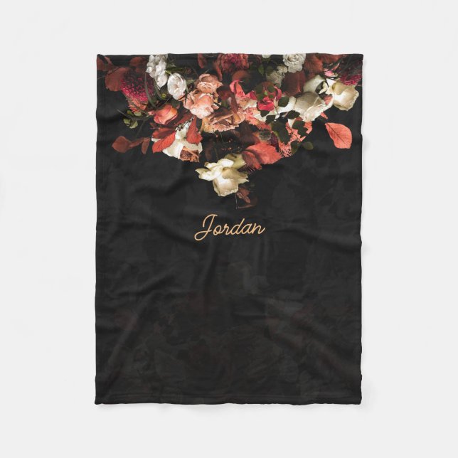 "Fall Floral Fantasy" Fleece Blanket (Front)