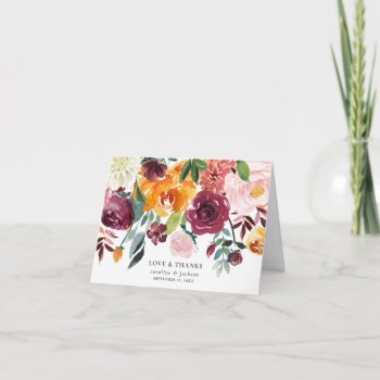 Fall Floral Folded Thank You Card by dulceevents at Zazzle