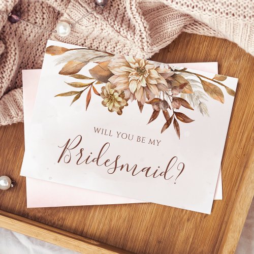 Fall Floral Foliage Will You Be My Bridesmaid Invitation
