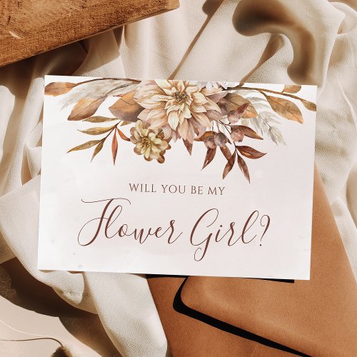 Fall Floral Foliage Will You Be My Flower Girl Invitation