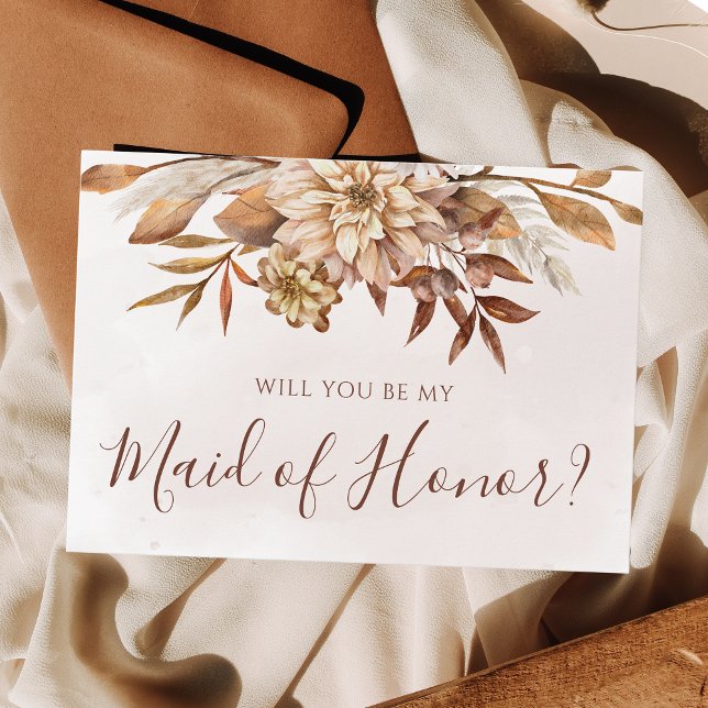 Fall Floral Foliage Will You Be My Maid Of Honor Invitation (Creator Uploaded)