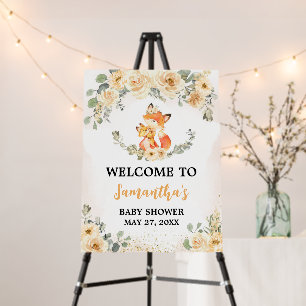 Fall Floral Fox Baby Shower Welcome Sign