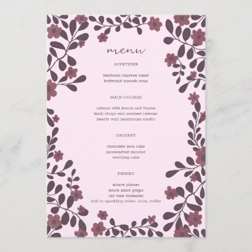 Fall Floral Frame Elegant Modern Rustic CUSTOM Menu