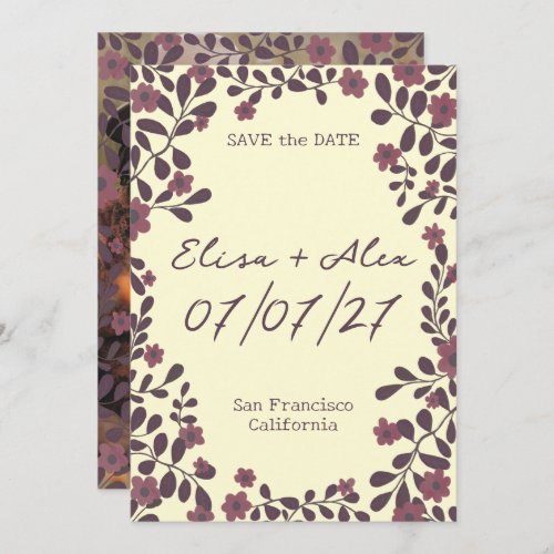Fall Floral Frame SAVE THE DATE CUSTOM PHOTO