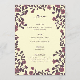 Fall Floral Frame Sweet Boho Casual PHOTO Wedding  Menu