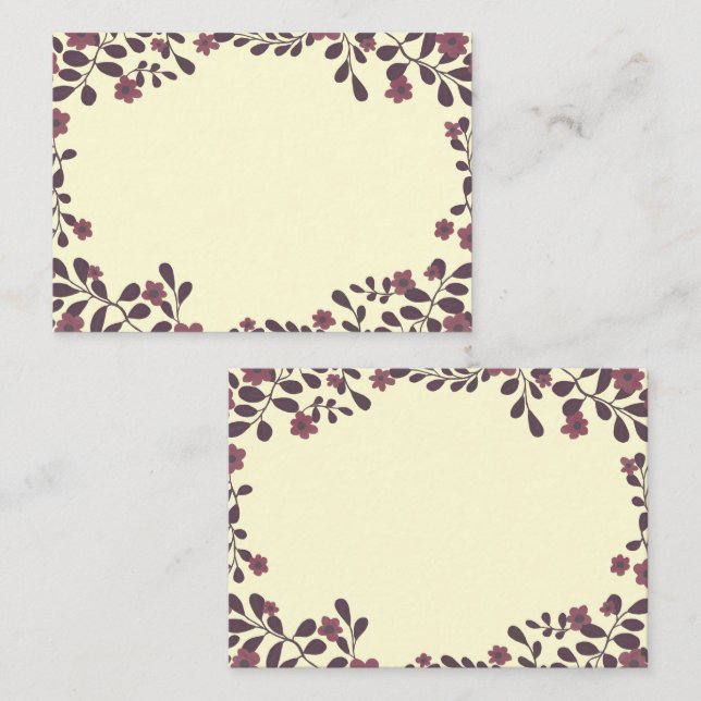 Fall Floral Frame Sweet Boho Flowers Custom Place Card (Front/Back)