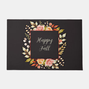 Fall floral frame with customizable text doormat