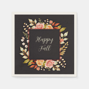 Fall floral frame with customizable text napkins