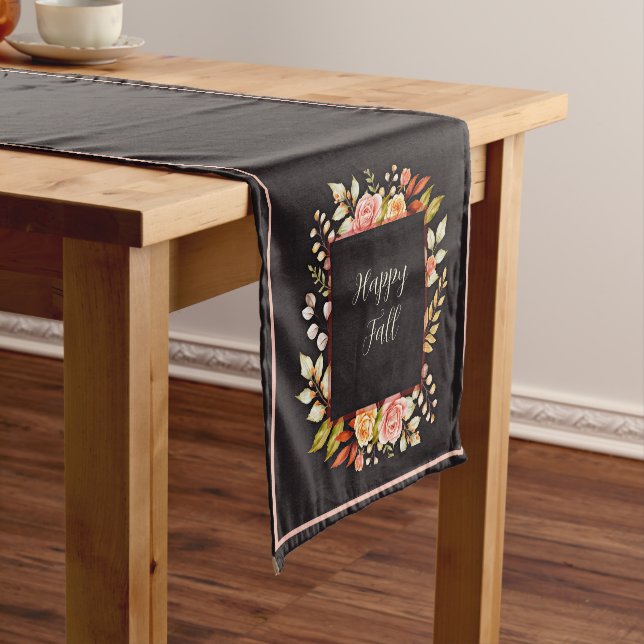 Fall floral frame with customizable text  short ta table runner (In Situ)