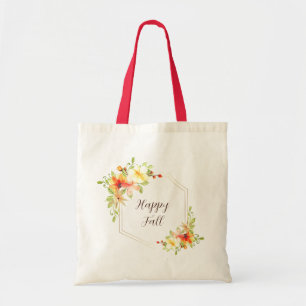 Fall floral frame with customizable text tote bag