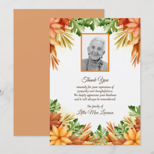Fall Floral Funeral Memorial Thank You Cards