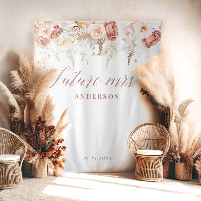 Fall Floral Future Mrs Bridal Shower Backdrop | Zazzle