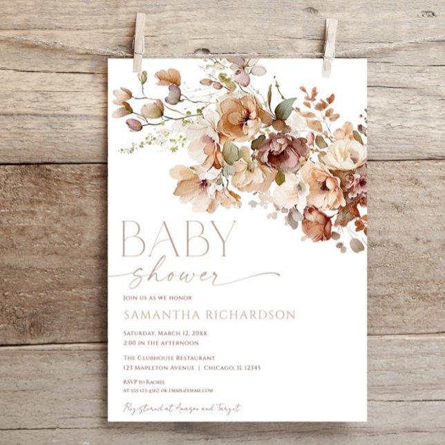 Fall floral gender neutral baby shower invitation (Creator Uploaded)