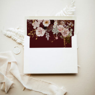 Fall floral gold elegant wedding envelope liner