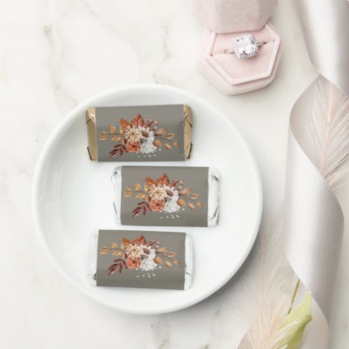 Fall Floral Gray Wedding Favor Chocolate Bar