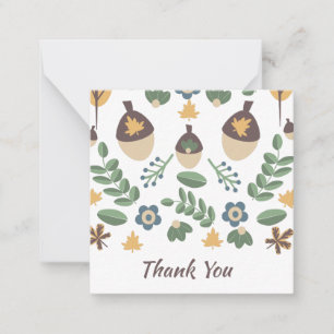 Fall Floral Greenery Leaves Acorns Thank You Note Card