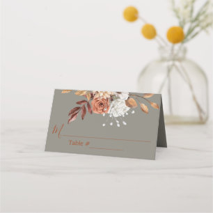 Fall Floral Grey Wedding Place Card
