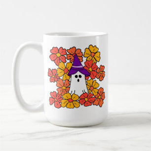 Fall Floral Halloween Ghost  Coffee Mug