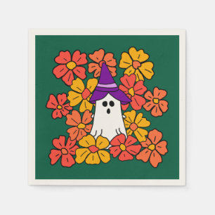 Fall Floral Halloween Ghost  Napkins