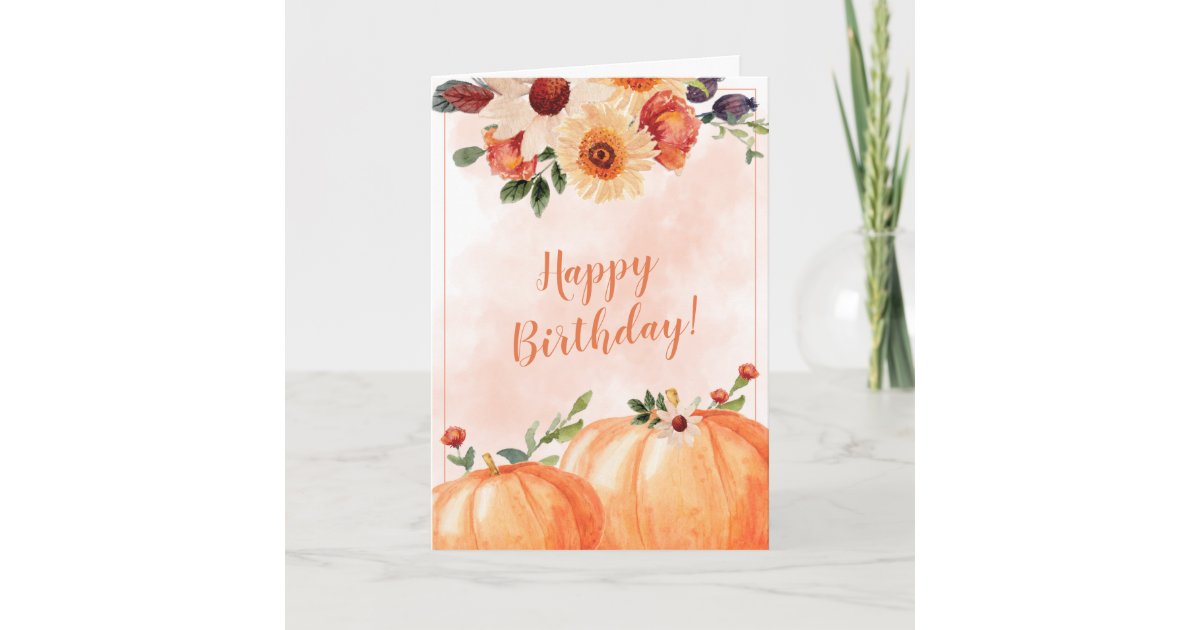 Fall Floral Happy Birthday Card | Zazzle