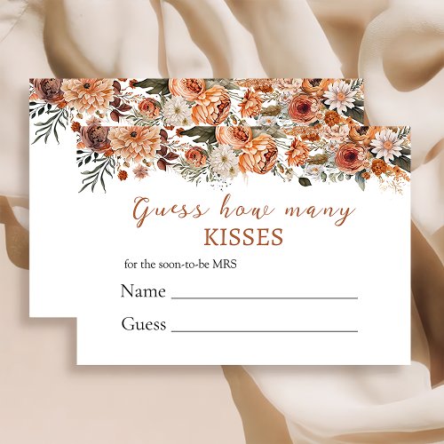 Fall Floral How Many Kisses Bridal Shower Card