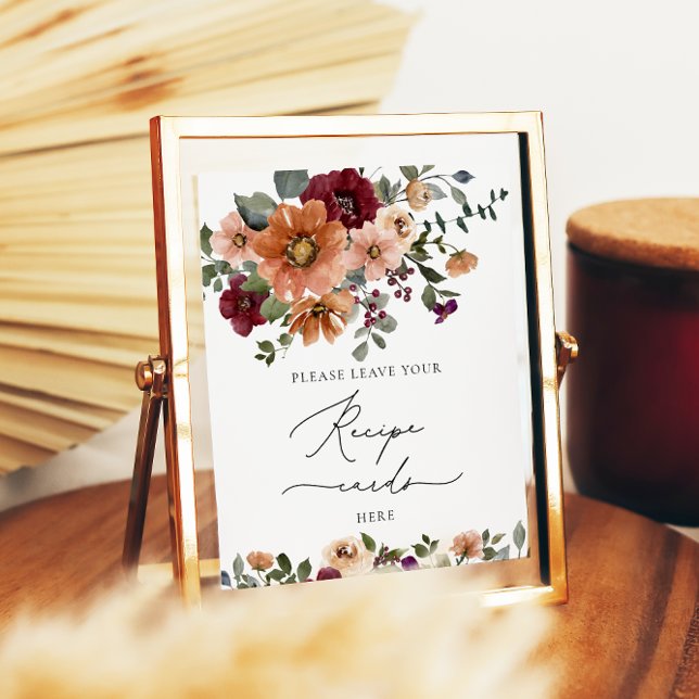 Fall Floral Leave Your Recipe Card Here Poster (Creator Uploaded)
