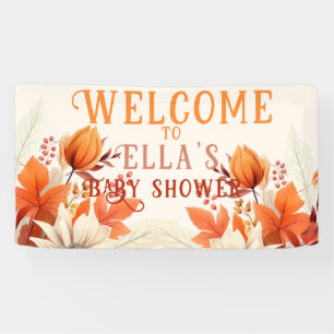 fall floral leaves baby shower banner