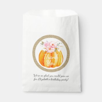 Fall Floral Little Pumpkin Baby Birthday Thank You Favor Bag by CyanSkyCelebrations at Zazzle