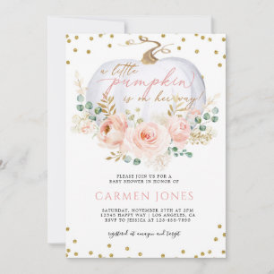  Fall Floral Little Pumpkin Baby Shower Invitation