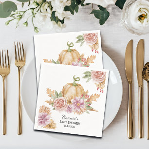 Fall Floral Little Pumpkin Baby Shower Napkins