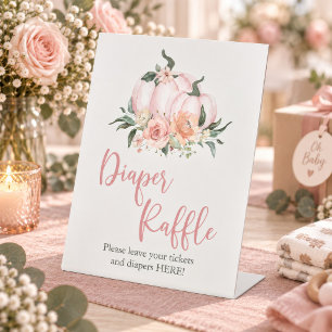 Fall Floral Little Pumpkin Diaper Raffle Sign
