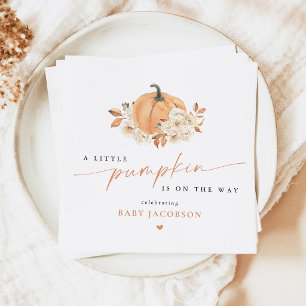 Fall Floral Little Pumpkin on the Way Baby Shower Napkins