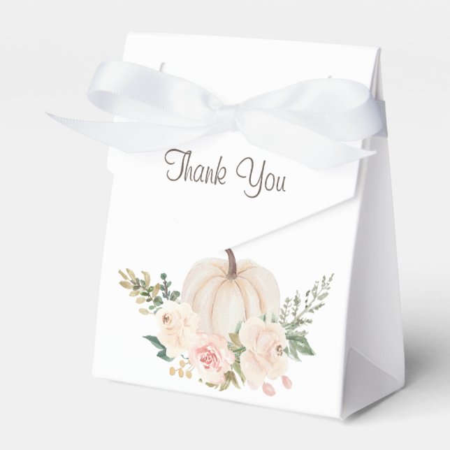 Fall Floral Little Pumpkin Thank You Favor Boxes (Front Side)