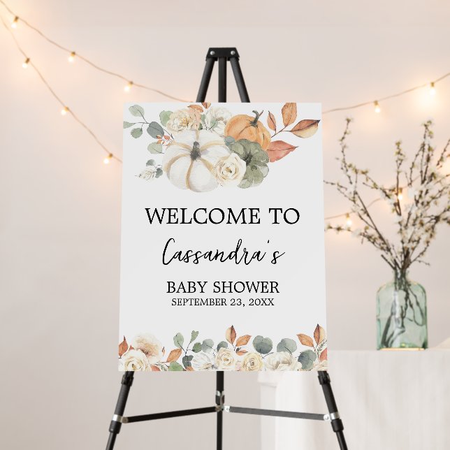 Fall Floral Little Pumpkin Welcome Sign (In Situ (Stand))