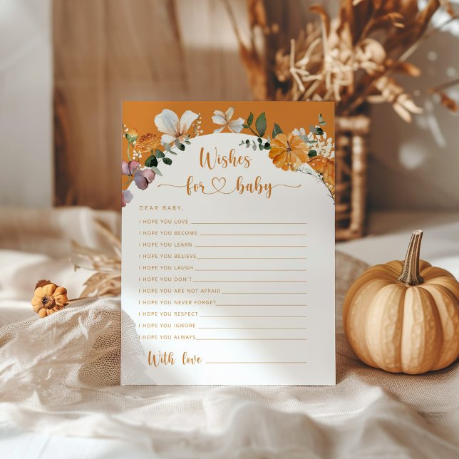 Fall floral Little pumpkin wishes for baby card (Creator Uploaded)