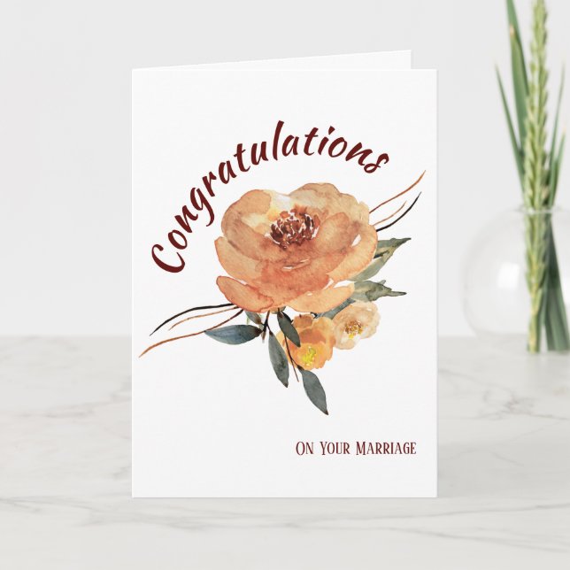 Fall Floral Marriage Congratulations Card (Front)