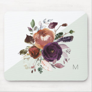 Fall Floral Monogram Mouse Pad