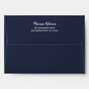 Fall Floral Navy Blue Wedding Envelope