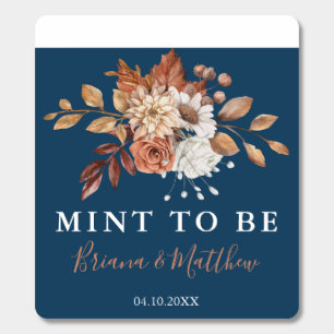 Fall Floral Navy Blue Wedding Favor Mints