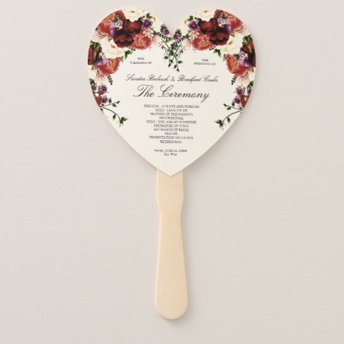 Fall Floral Navy Terracotta Cream Burgundy Purple Hand Fan