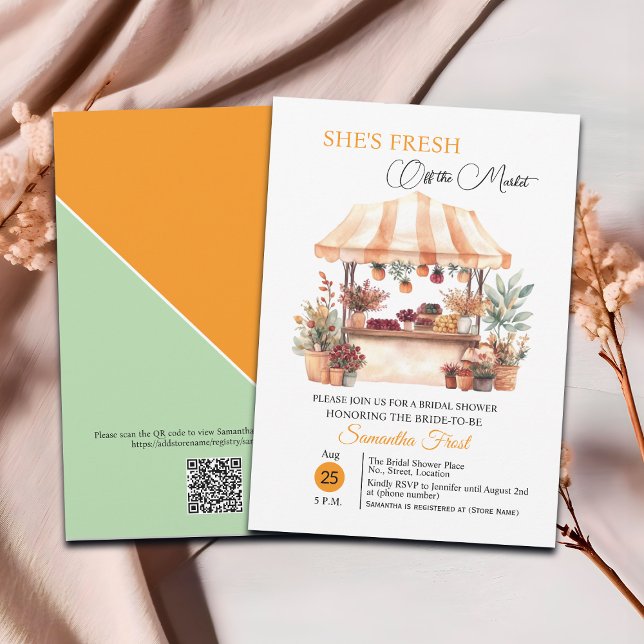 Fall Floral 'Off the Market' QR Code Bridal Shower Invitation (Creator Uploaded)